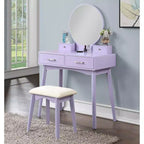 Ensemble coiffeuse et tabouret contemporains en bois Liannon, violet
