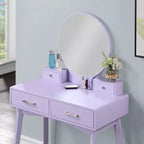 Ensemble coiffeuse et tabouret contemporains en bois Liannon, violet