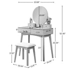 Ensemble coiffeuse et tabouret contemporains en bois Liannon, violet