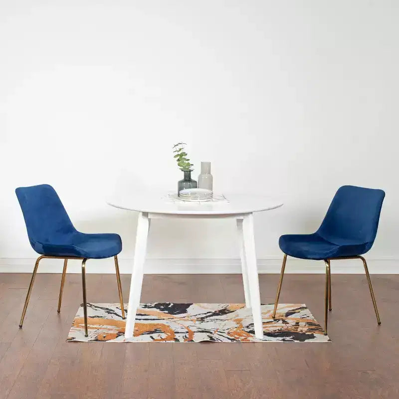 Aufurr Contemporary 3-Piece Dining Set, White Round Dining Table with 2 Chairs