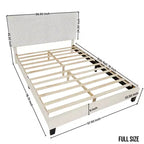 Lit plateforme rembourré 3D Findlay Plush coloris blanc cassé