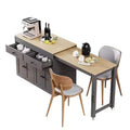 Kitchen Island with Extendable Dining Table, Two-tone Kitchen Table with Power Outlet,2 Drawers 2 Side Open Shelves