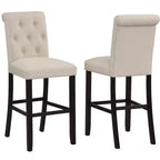 Tabourets de bar Roundhill Furniture Leviton en bois massif capitonné Asons, beige, lot de 2