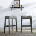 Roundhill Furniture CoCo Upholstered Backless Saddle Seat Bar Stools 29 height, Gray, Set of 2