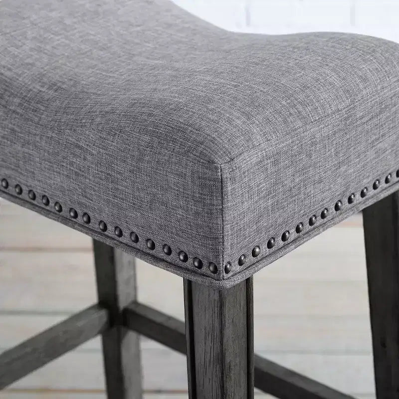 Tabourets de bar sans dossier avec assise en selle, hauteur 29 po, gris, ensemble de 2, par Roundhill Furniture CoCo