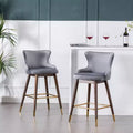 Roundhill Furniture Leland Fabric Upholstered Wingback Bar Stools, Gray, Set of 2