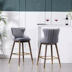 Tabourets de bar Roundhill Furniture Leland, rembourrés en tissu, avec dossier à oreilles, gris, lot de 2