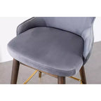 Tabourets de bar Roundhill Furniture Leland, rembourrés en tissu, avec dossier à oreilles, gris, lot de 2