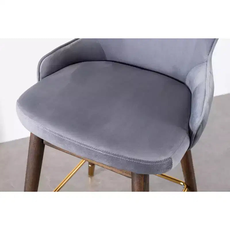 Tabourets de bar Roundhill Furniture Leland, rembourrés en tissu, avec dossier à oreilles, gris, lot de 2