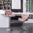 Tabouret de bar pivotant et réglable en hauteur en velours capitonné en losanges Breni de Roundhill Furniture, mauve, lot de 2