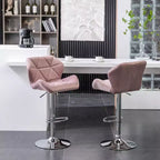 Tabouret de bar pivotant et réglable en hauteur en velours capitonné en losanges Breni de Roundhill Furniture, mauve, lot de 2
