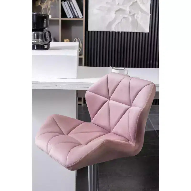 Tabouret de bar pivotant et réglable en hauteur en velours capitonné en losanges Breni de Roundhill Furniture, mauve, lot de 2