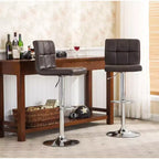 Tabourets de bar hydrauliques réglables modernes en cuir PU élégant Roundhill Furniture Swivel, marron, lot de 2