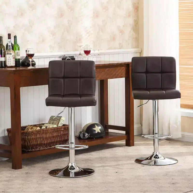 Tabourets de bar hydrauliques réglables modernes en cuir PU élégant Roundhill Furniture Swivel, marron, lot de 2
