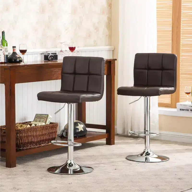 Tabourets de bar hydrauliques réglables modernes en cuir PU élégant Roundhill Furniture Swivel, marron, lot de 2