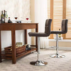Tabourets de bar hydrauliques réglables modernes en cuir PU élégant Roundhill Furniture Swivel, marron, lot de 2