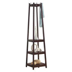Porte-manteau Vassen de Roundhill Furniture avec étagères de rangement à 3 niveaux - Fini espresso