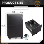 DEXYLLO Classeur mobile 2 tiroirs avec serrure, armoire verticale commerciale pour bureau à domicile, rangement sous le bureau