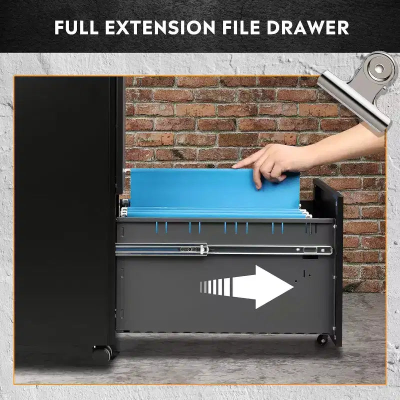 DEXYLLO Classeur mobile 2 tiroirs avec serrure, armoire verticale commerciale pour bureau à domicile, rangement sous le bureau