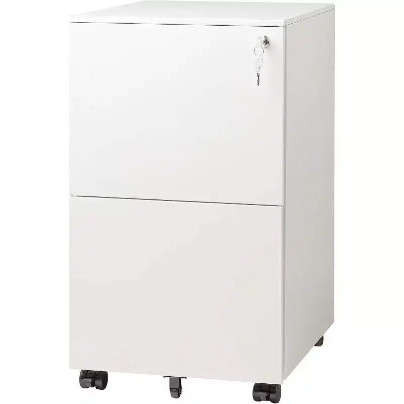 DEXYLLO Classeur mobile 2 tiroirs avec serrure, armoire verticale commerciale pour bureau à domicile, rangement sous le bureau