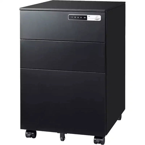 Caisson de bureau mobile à 3 tiroirs avec serrure intelligente, en acier pré-assemblé à placer sous le bureau