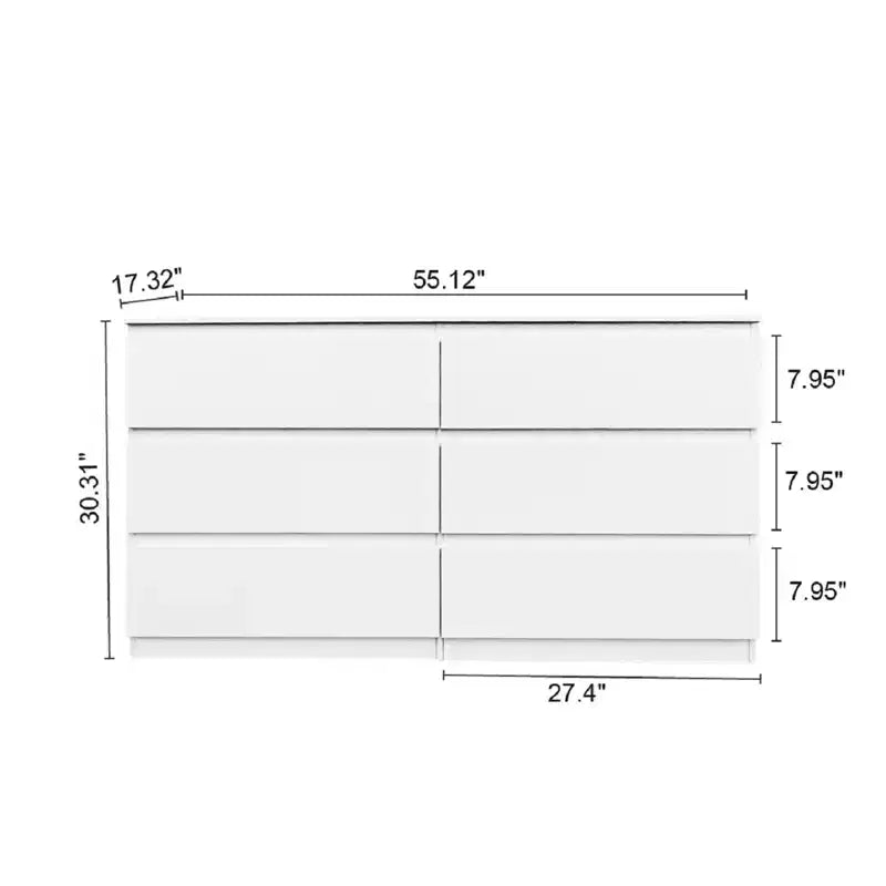 Commode double à 6 tiroirs pour Chambre Salon Couloir