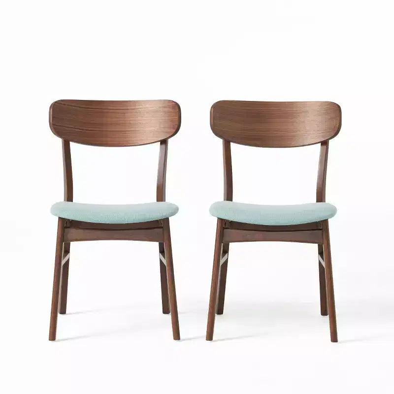 Christopher Knight Home Lucious Modern Upholstered Dining Chairs (Set of 2), Mint/Walnut