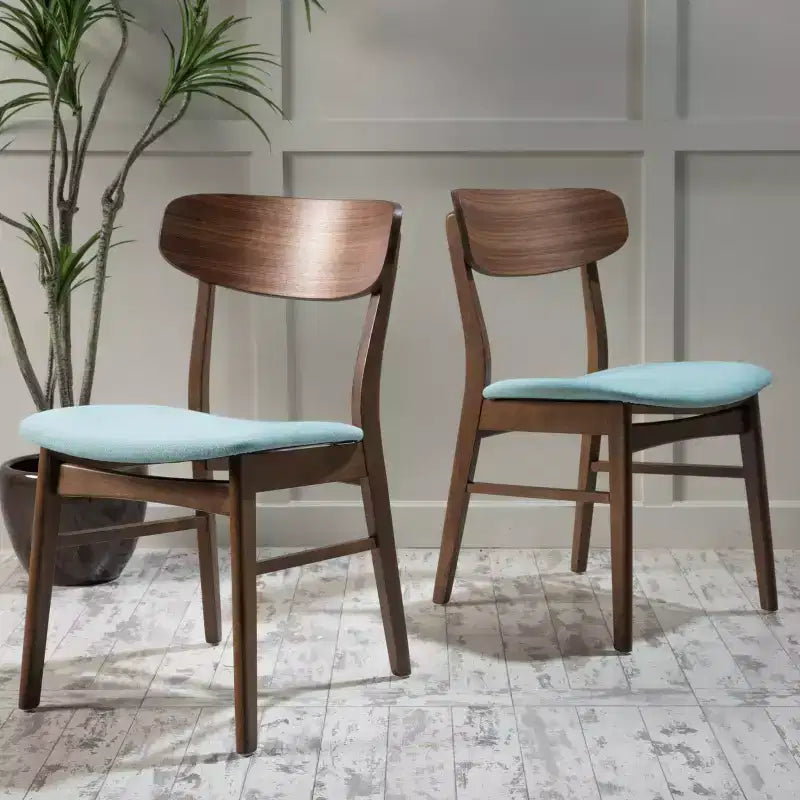 Christopher Knight Home Lucious - Chaises de salle à manger modernes rembourrées (Lot de 2), Menthe/Noyer