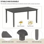Ensemble de salle à manger rectangulaire 6 pièces en bois Whisen avec 4 chaises en tissu et un banc