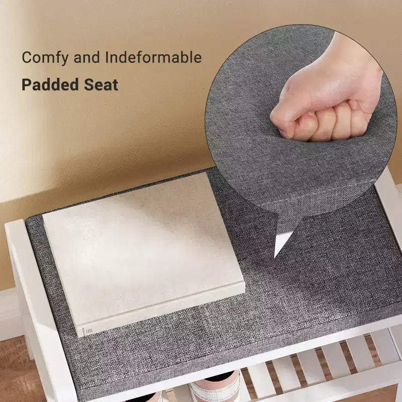 Banc à chaussures SONGMICS avec coussin rembourré, étagère de rangement, organisateur de chaussures