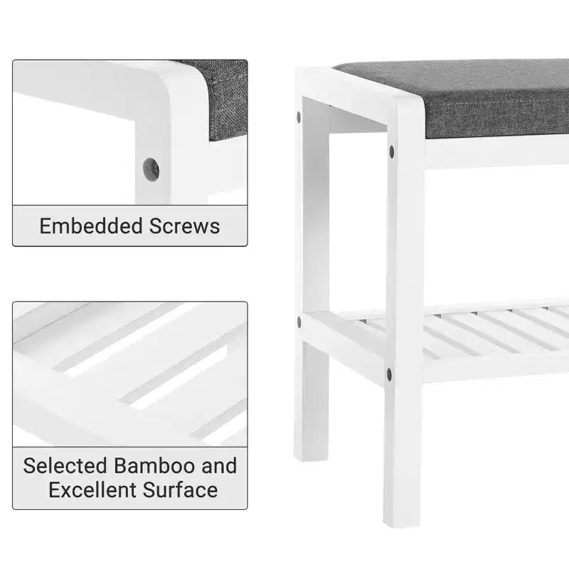 Banc à chaussures SONGMICS avec coussin rembourré, étagère de rangement, organisateur de chaussures