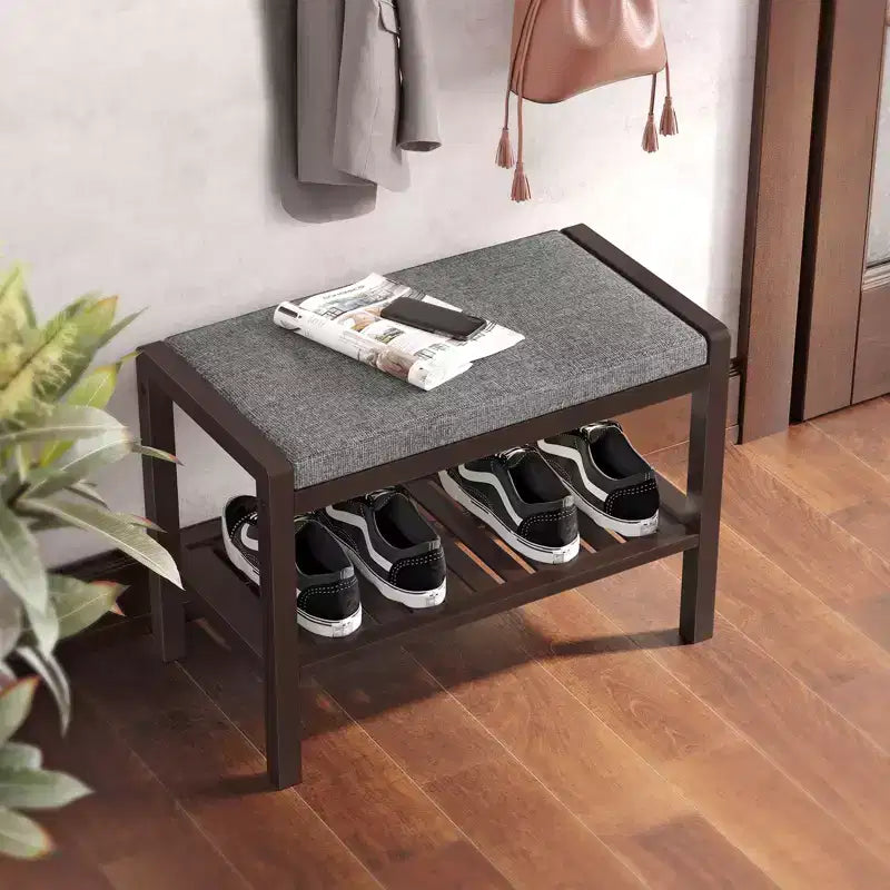 Banc à chaussures SONGMICS avec coussin rembourré, étagère de rangement, organisateur de chaussures