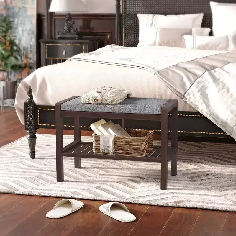 Banc à chaussures SONGMICS avec coussin rembourré, étagère de rangement, organisateur de chaussures