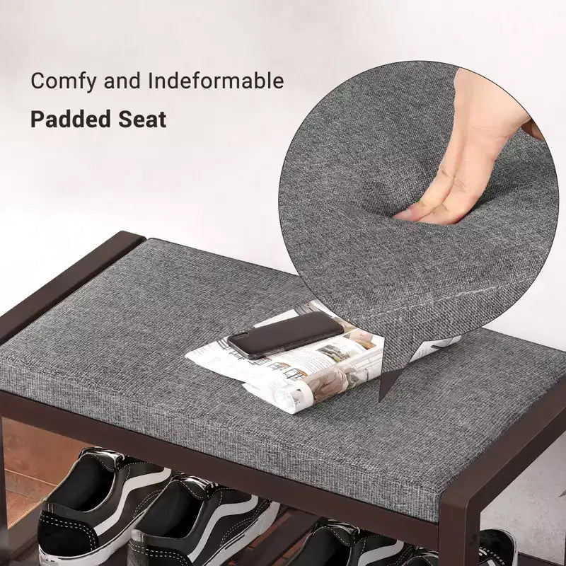 Banc à chaussures SONGMICS avec coussin rembourré, étagère de rangement, organisateur de chaussures