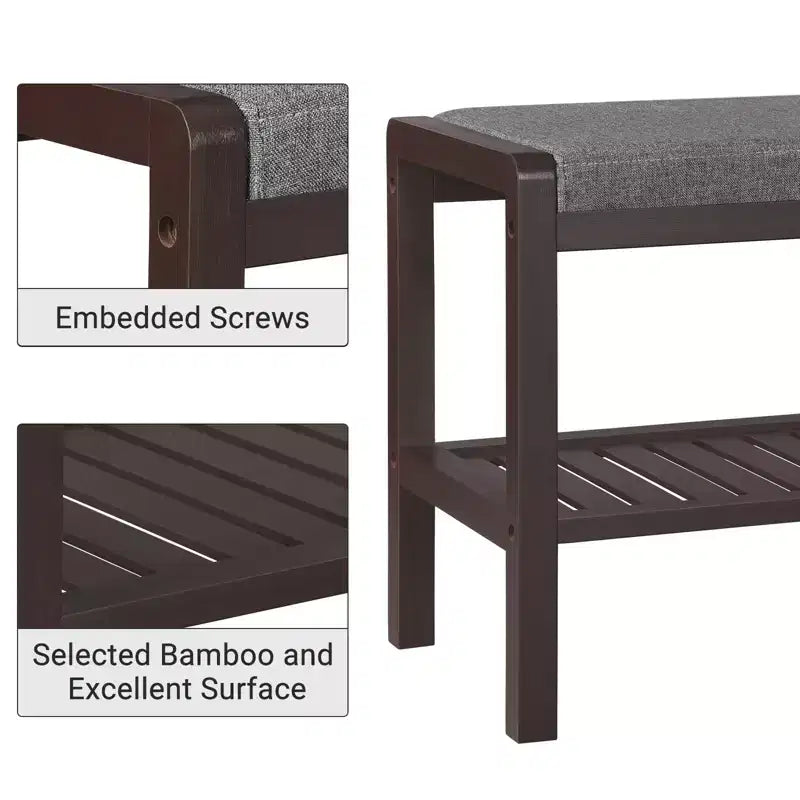 Banc à chaussures SONGMICS avec coussin rembourré, étagère de rangement, organisateur de chaussures