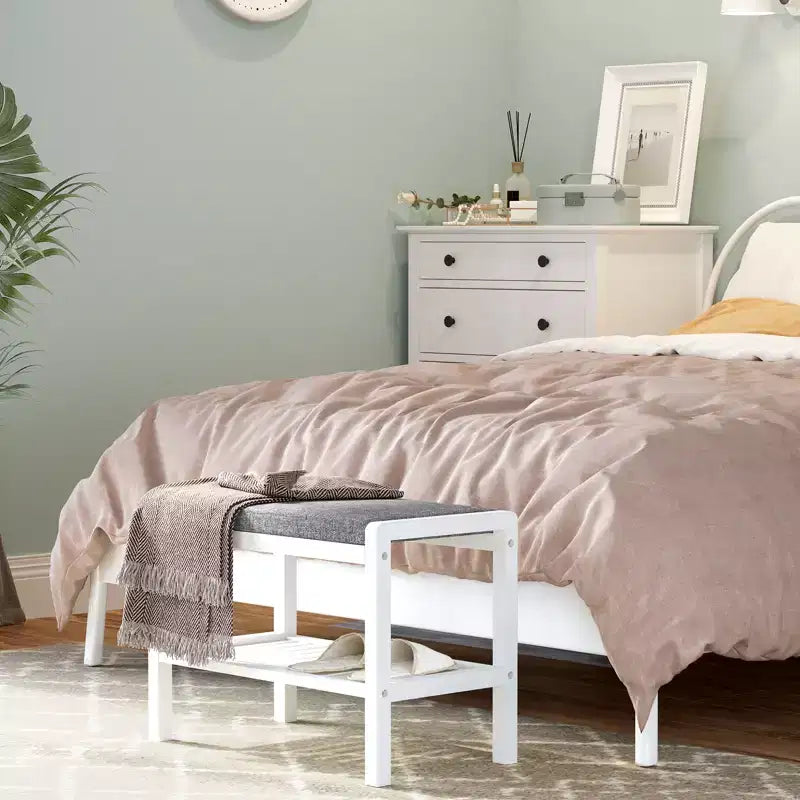 Banc à chaussures SONGMICS avec coussin rembourré, étagère de rangement, organisateur de chaussures