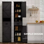 Meuble de rangement de salle de bain de 170 cm de haut, meuble de plancher avec tiroir, meuble de rangement étroit autoportant avec étagères réglables pour salle de bain et salon