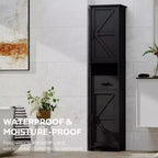 Meuble de rangement de salle de bain de 170 cm de haut, meuble de plancher avec tiroir, meuble de rangement étroit autoportant avec étagères réglables pour salle de bain et salon