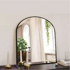 Miroir de cheminée arqué 26 x 38, Noir/Doré-HOMLUX : Cadre en métal, fixation murale, décor moderne
