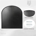 Miroir de cheminée arqué 26 x 38, Noir/Doré-HOMLUX : Cadre en métal, fixation murale, décor moderne