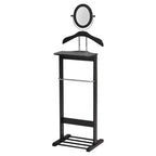 Kings Brand Furniture - Valet de Nuit en Bois pour Costume, Porte-Pantalons, Support pour Cravates, Ceintures et Chaussures, Noir/Chrome