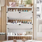 Meuble à chaussures de ferme avec portes, Meuble de rangement à chaussures avec étagères réglables, Étagère à chaussures en bois pour entrée, couloir, placard, salon