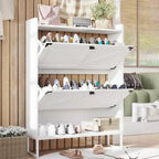 Meuble à chaussures de ferme avec portes, Meuble de rangement à chaussures avec étagères réglables, Étagère à chaussures en bois pour entrée, couloir, placard, salon