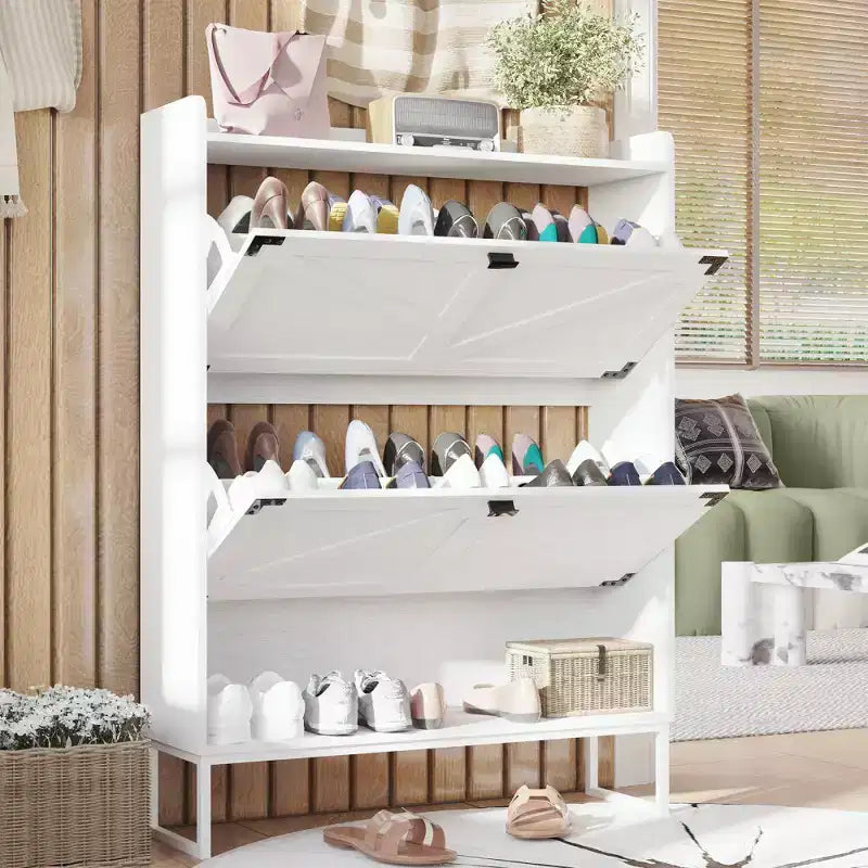 Meuble à chaussures de ferme avec portes, Meuble de rangement à chaussures avec étagères réglables, Étagère à chaussures en bois pour entrée, couloir, placard, salon