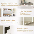 Meuble à chaussures de ferme avec portes, Meuble de rangement à chaussures avec étagères réglables, Étagère à chaussures en bois pour entrée, couloir, placard, salon