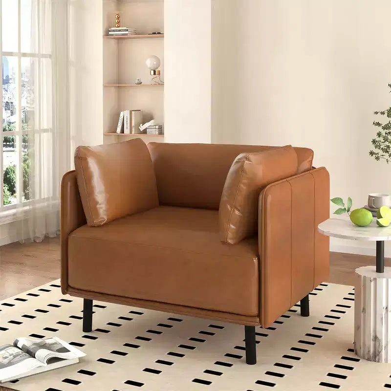 39 Modern Accent Chair, Upholstered Comfy Reading Armchair, Single Seat Sofa Chair With Pillow, Lounge Chair for Living Room Bedroom Balcony