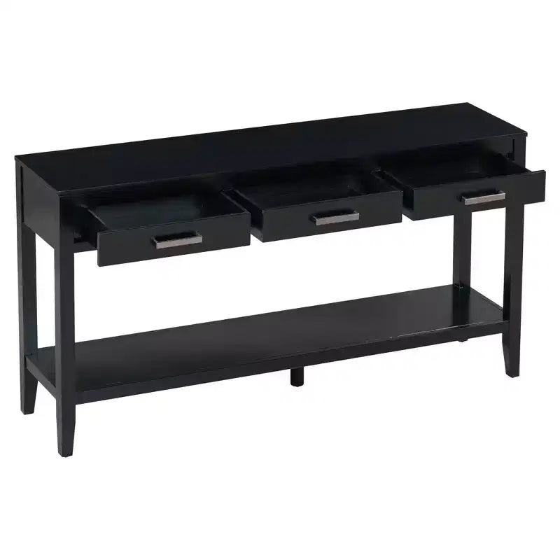 Console d'entrée contemporaine Whisen à 3 tiroirs, table d'appoint de canapé avec une étagère ouverte