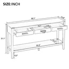 Console d'entrée contemporaine Whisen à 3 tiroirs, table d'appoint de canapé avec une étagère ouverte