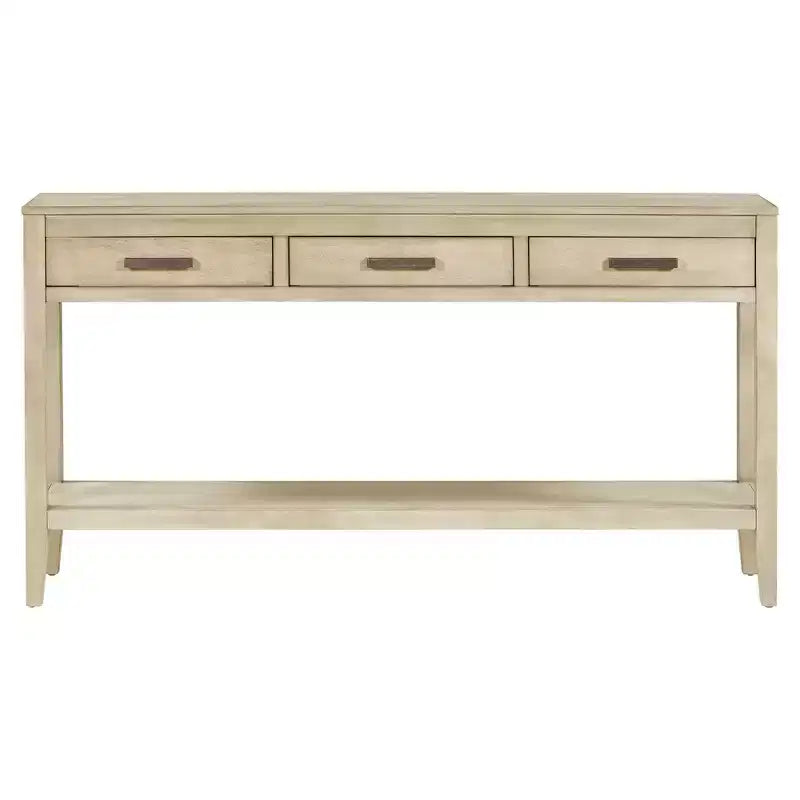 Console d'entrée contemporaine Whisen à 3 tiroirs, table d'appoint de canapé avec une étagère ouverte