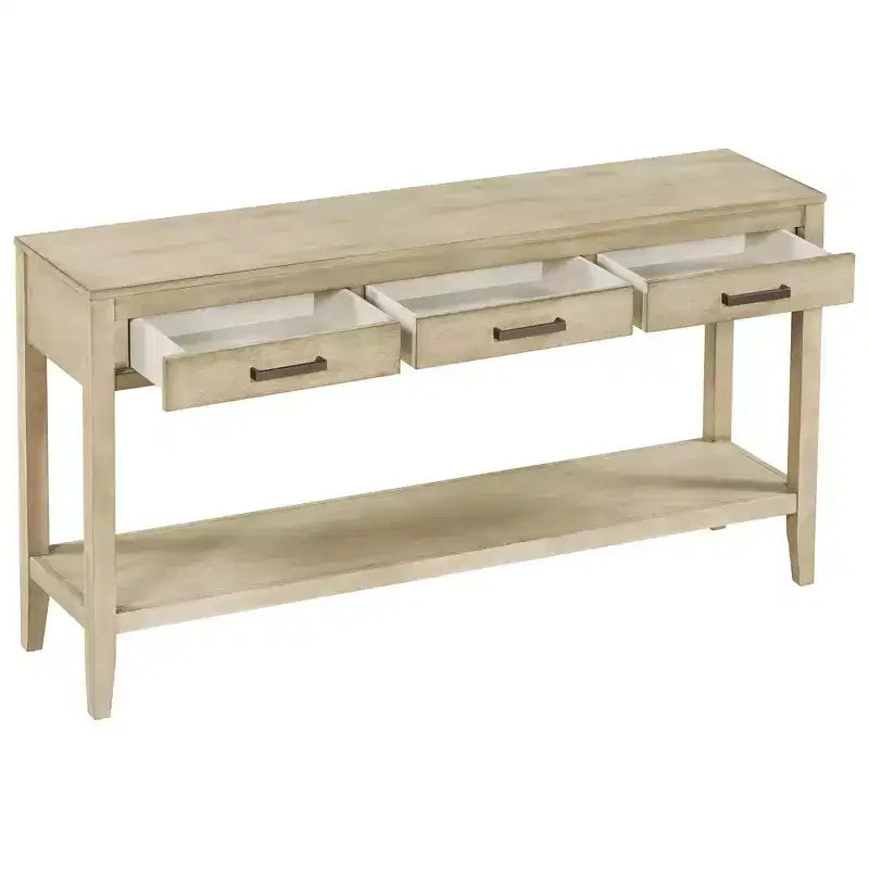 Console d'entrée contemporaine Whisen à 3 tiroirs, table d'appoint de canapé avec une étagère ouverte
